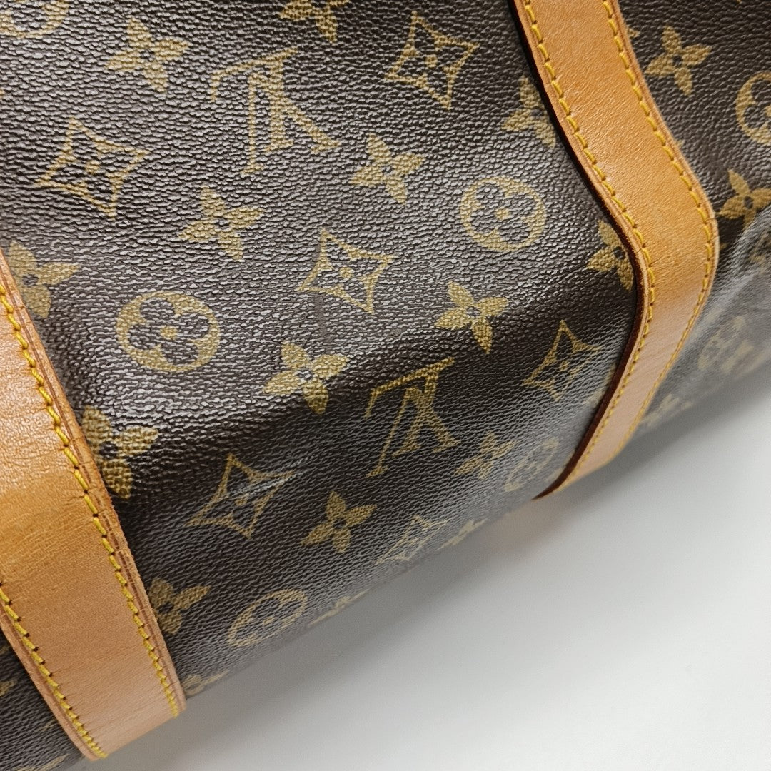 KEEPALL 60 Monogram Coated Canvas Brown