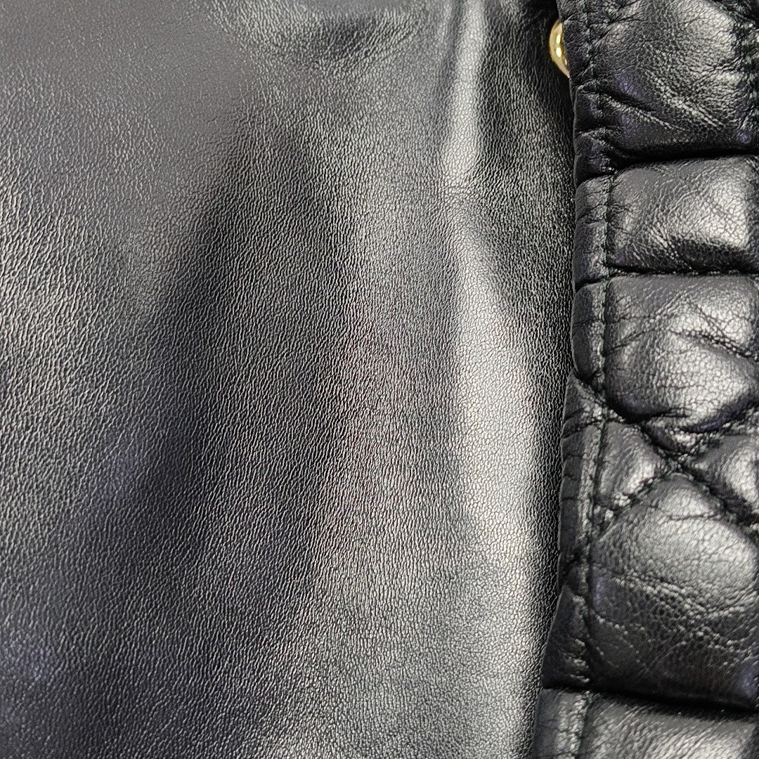 Cannage Lambskin Shoulder Bag Black