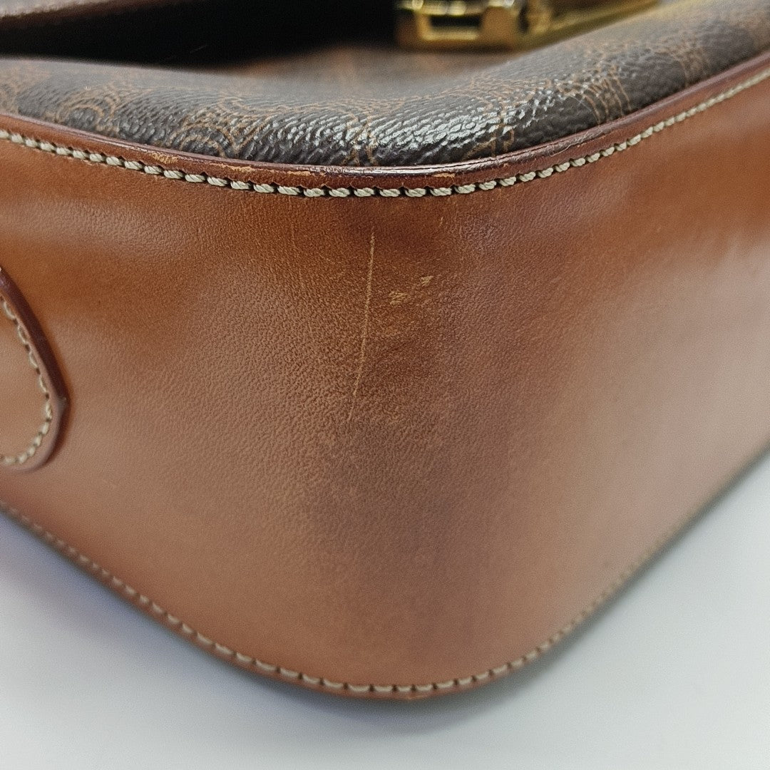 Coated Canvas Shoulder Bag Brown