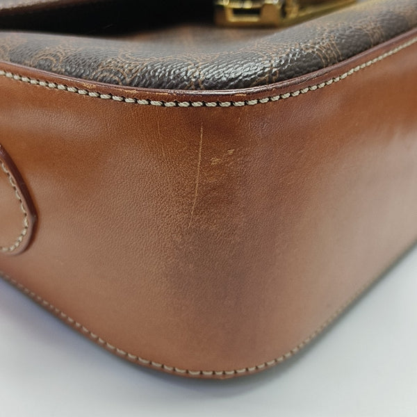 Coated Canvas Shoulder Bag Brown