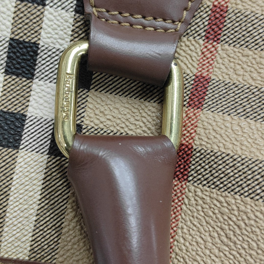 Coated Canvas Top Handle Bag Brown