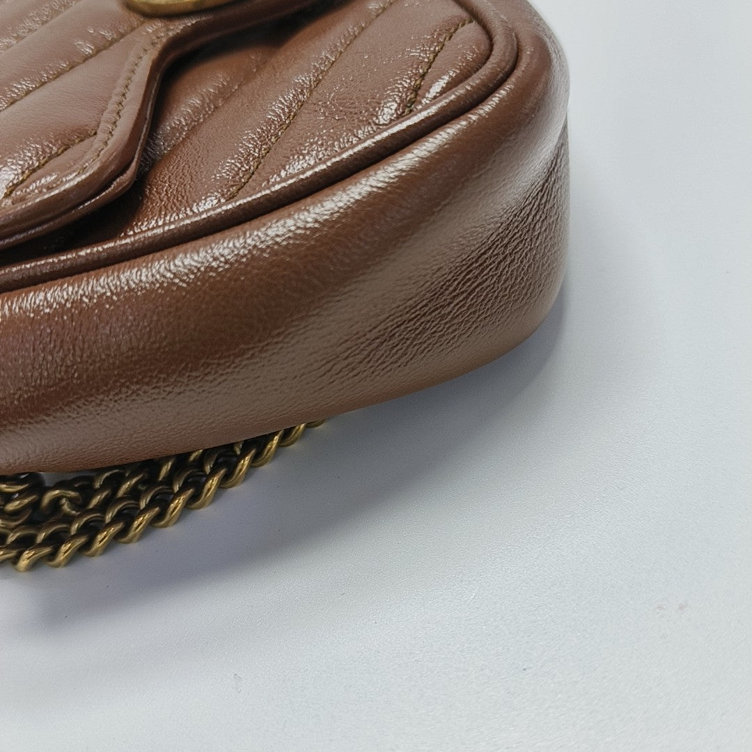 GG Marmont Mini Quilted Calfskin Brown