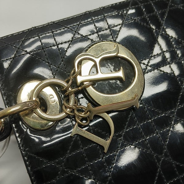Lady Dior Medium Cannage Patent Leather Black