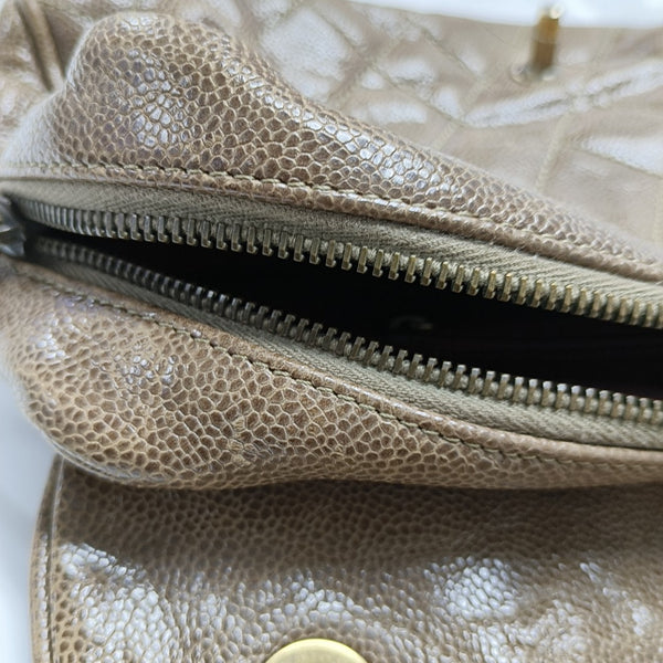 Quilted Calfskin Shoulder Bag Brown