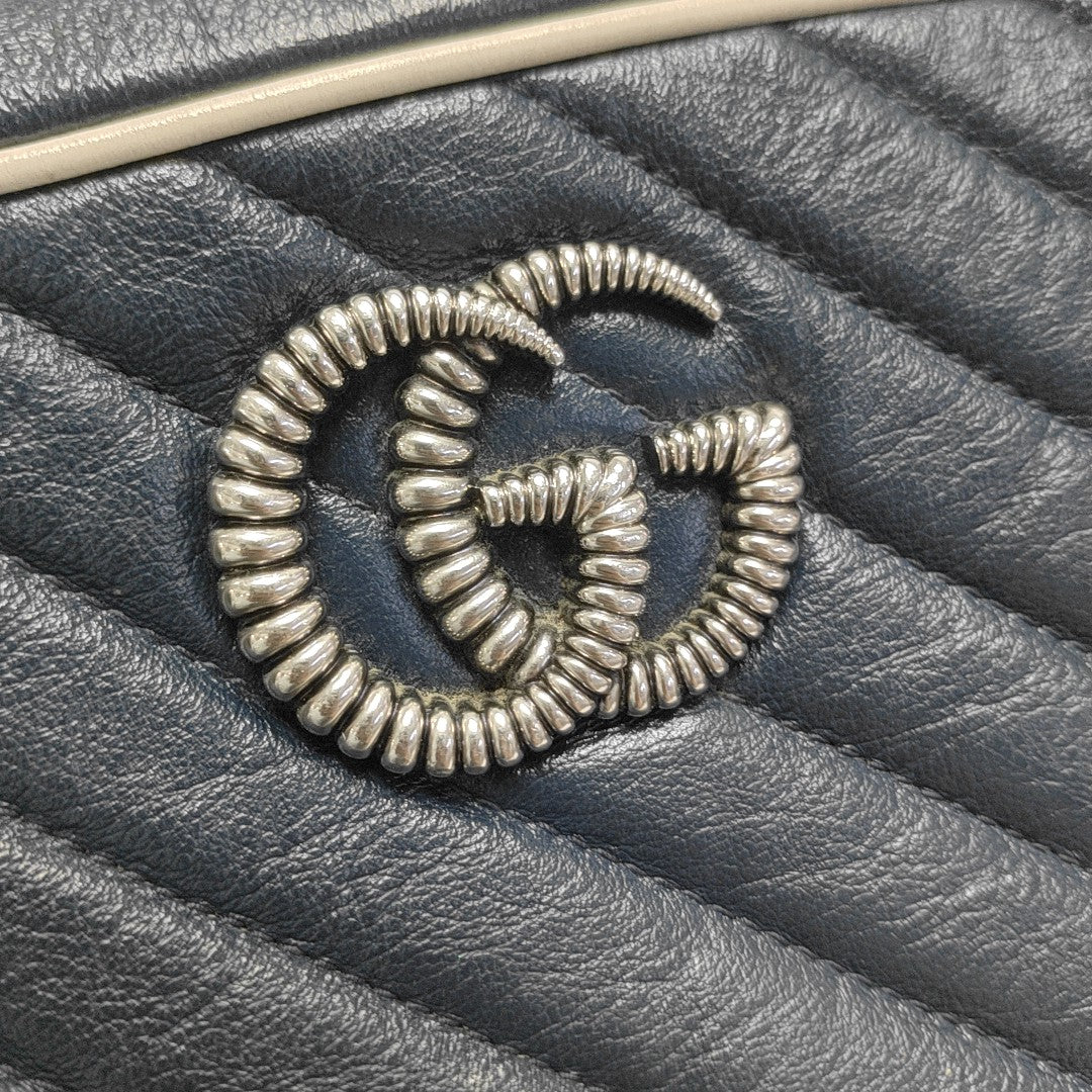 GG Marmont Small Quilted Calfskin Blue