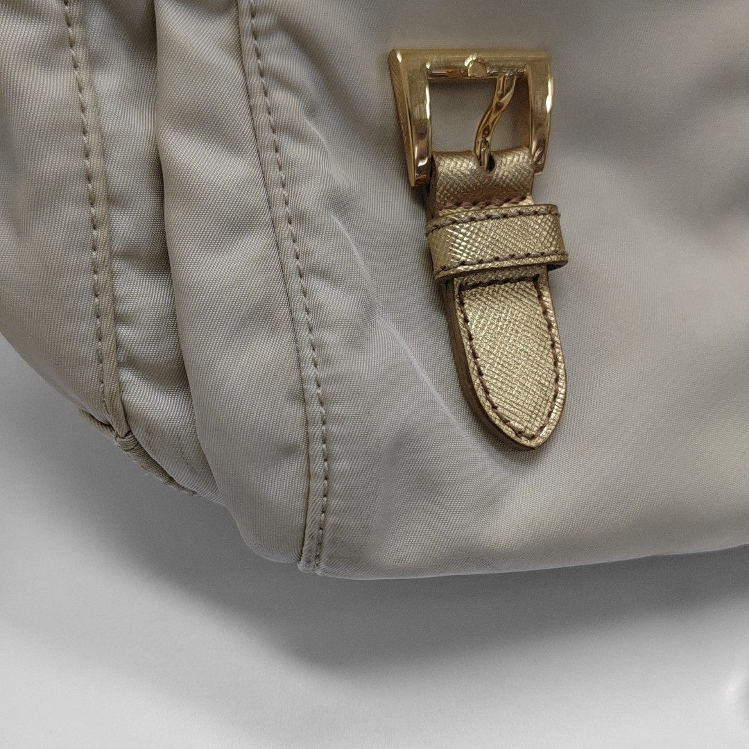 Nylon Shoulder Bag Beige