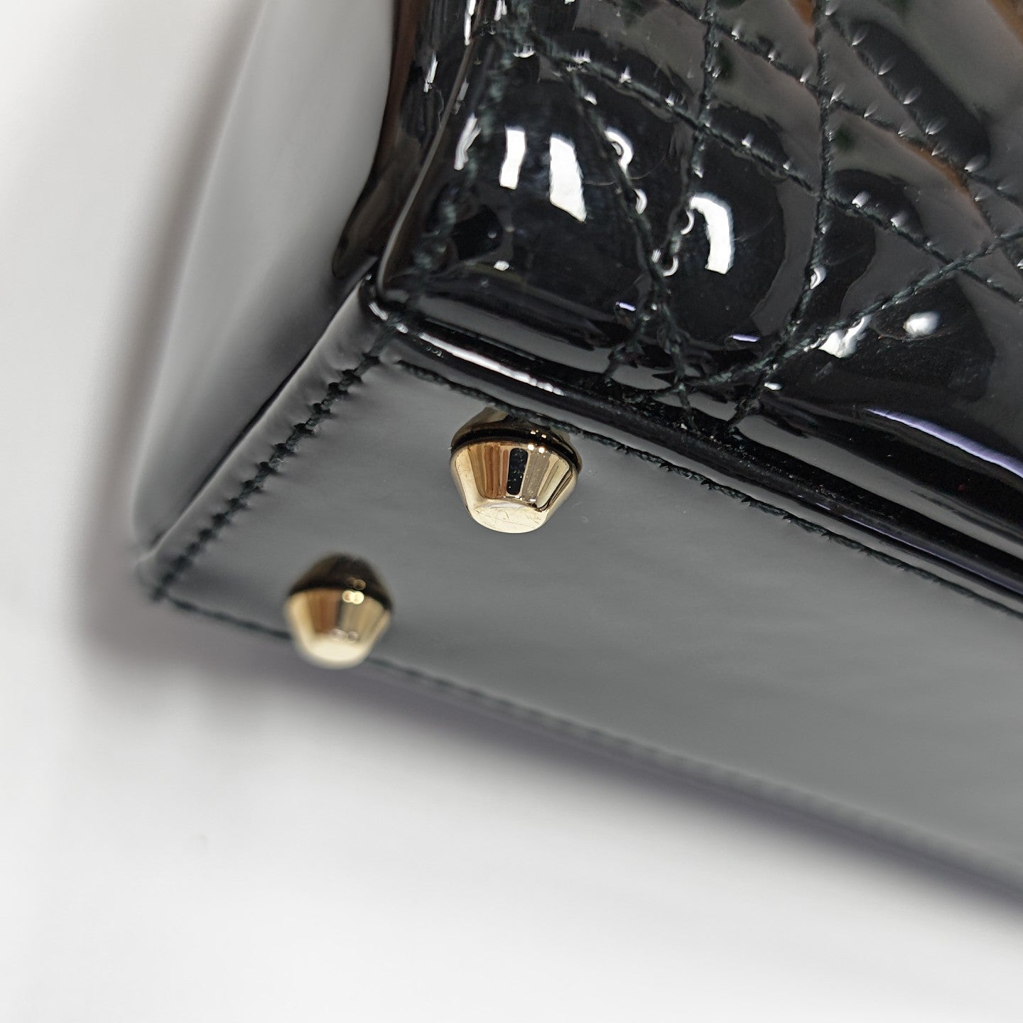 Lady Dior Mini Cannage Patent Leather Black