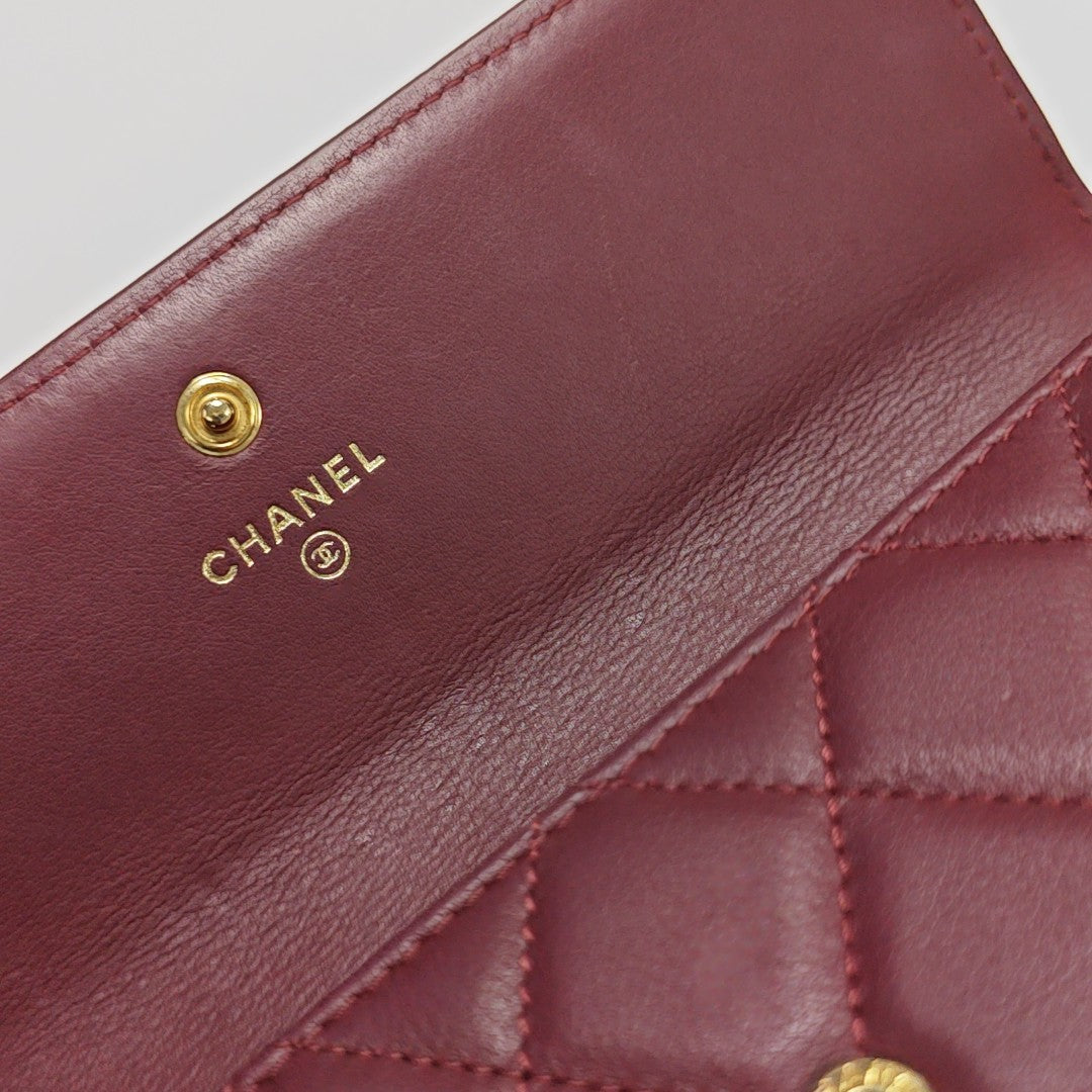 BOY CHANEL Mini Quilted Calfskin Red Wallet