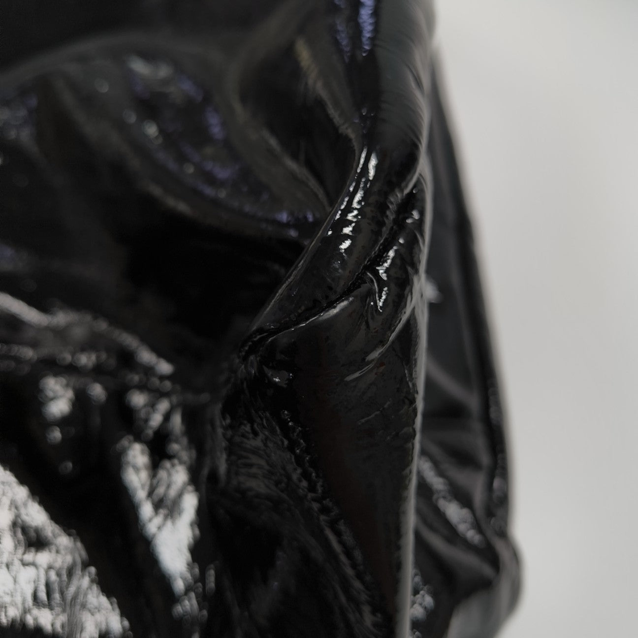 Patent Leather Top Handle Bag Black