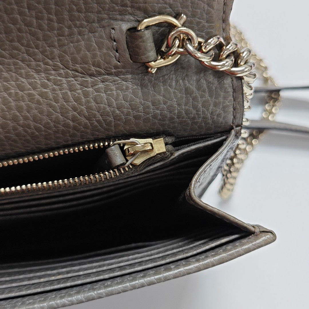 Interlocking G Small Calfskin Gray