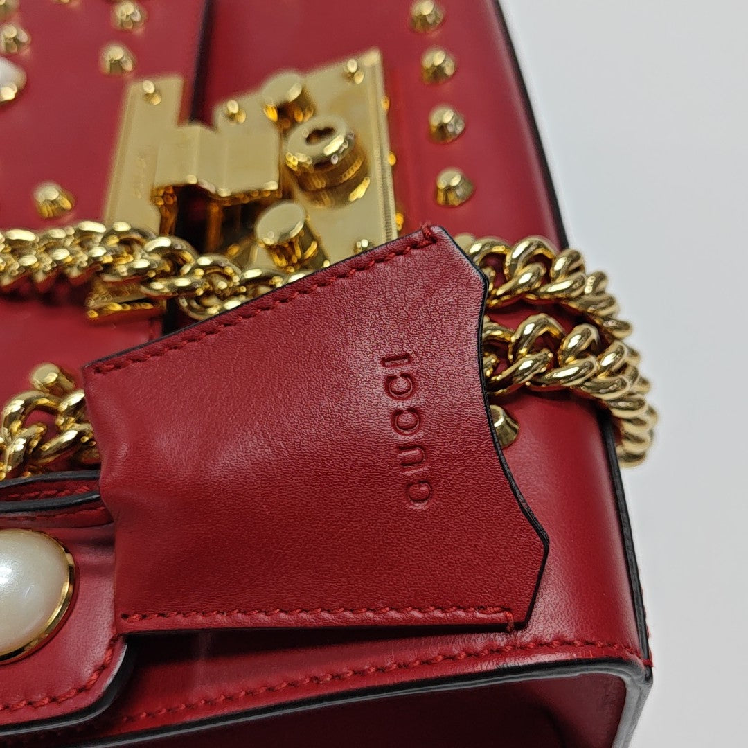 Padlock Small Calfskin Red