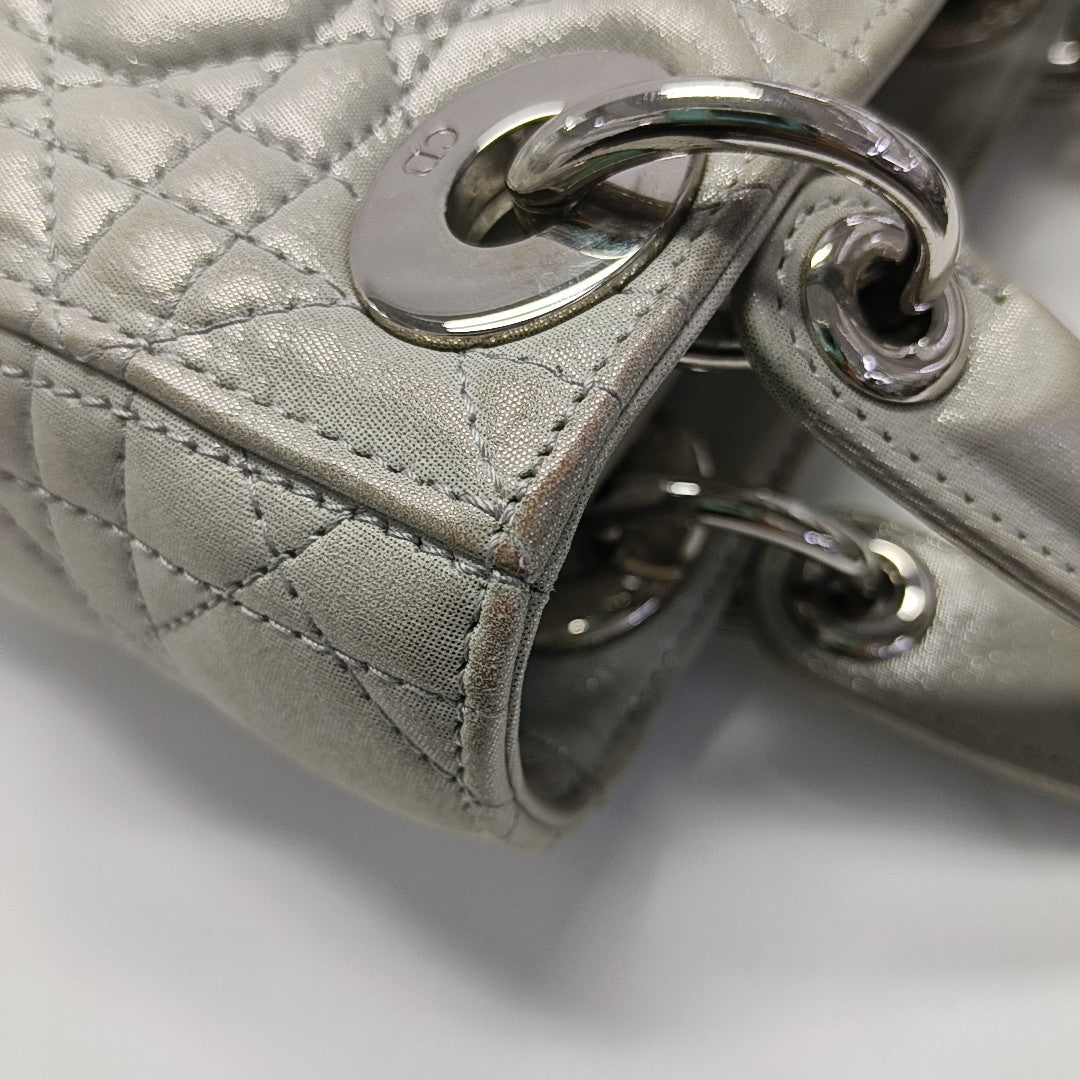 Lady Dior Mini Cannage Lambskin Gray
