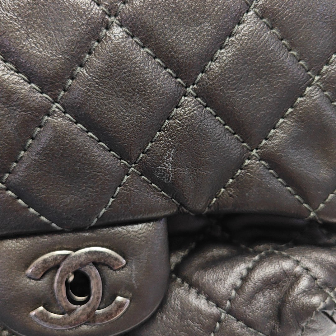 Quilted Calfskin Backpack Gray