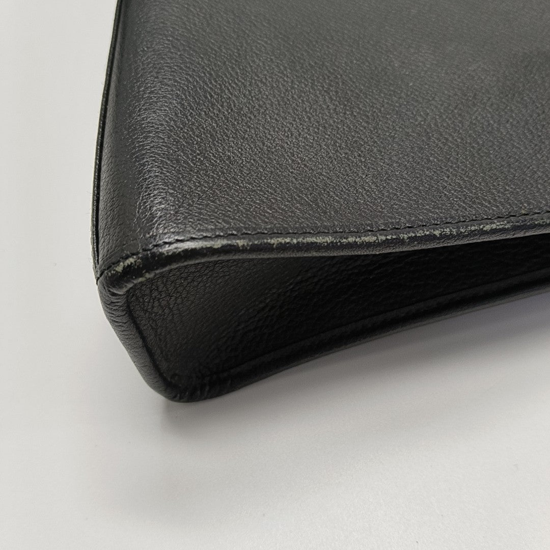 Leather Top Handle Bag Black