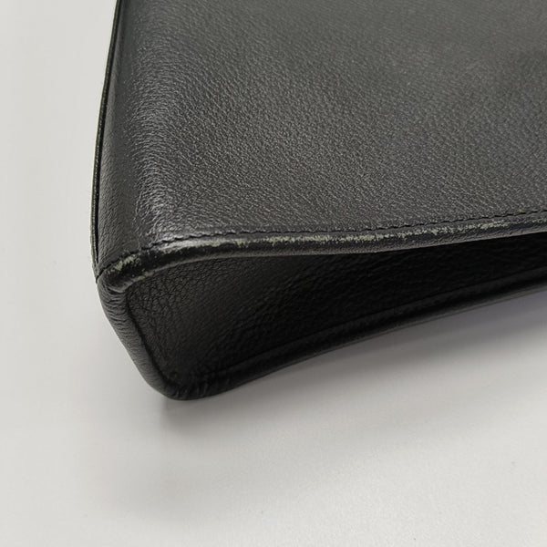 Leather Top Handle Bag Black