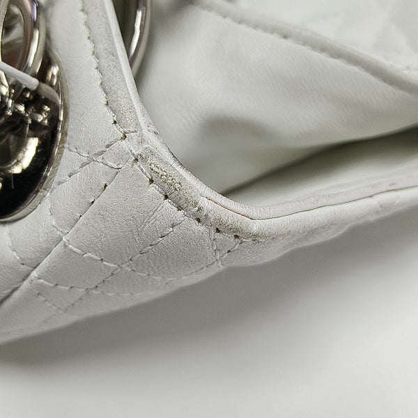 Cannage Lambskin Top Handle Bag White