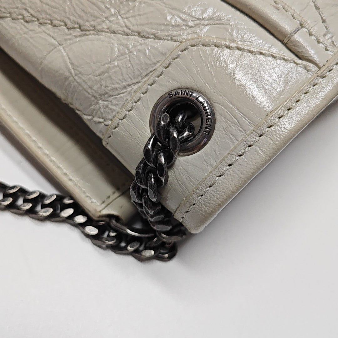 NIKI Small Chevron Calfskin White