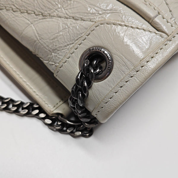 NIKI Small Chevron Calfskin White