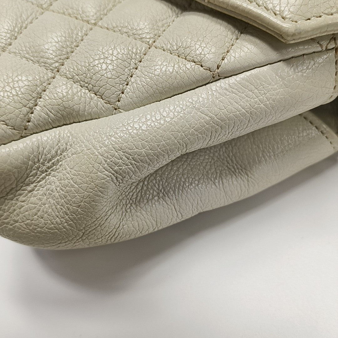 Chevron Calfskin Shoulder Bag White