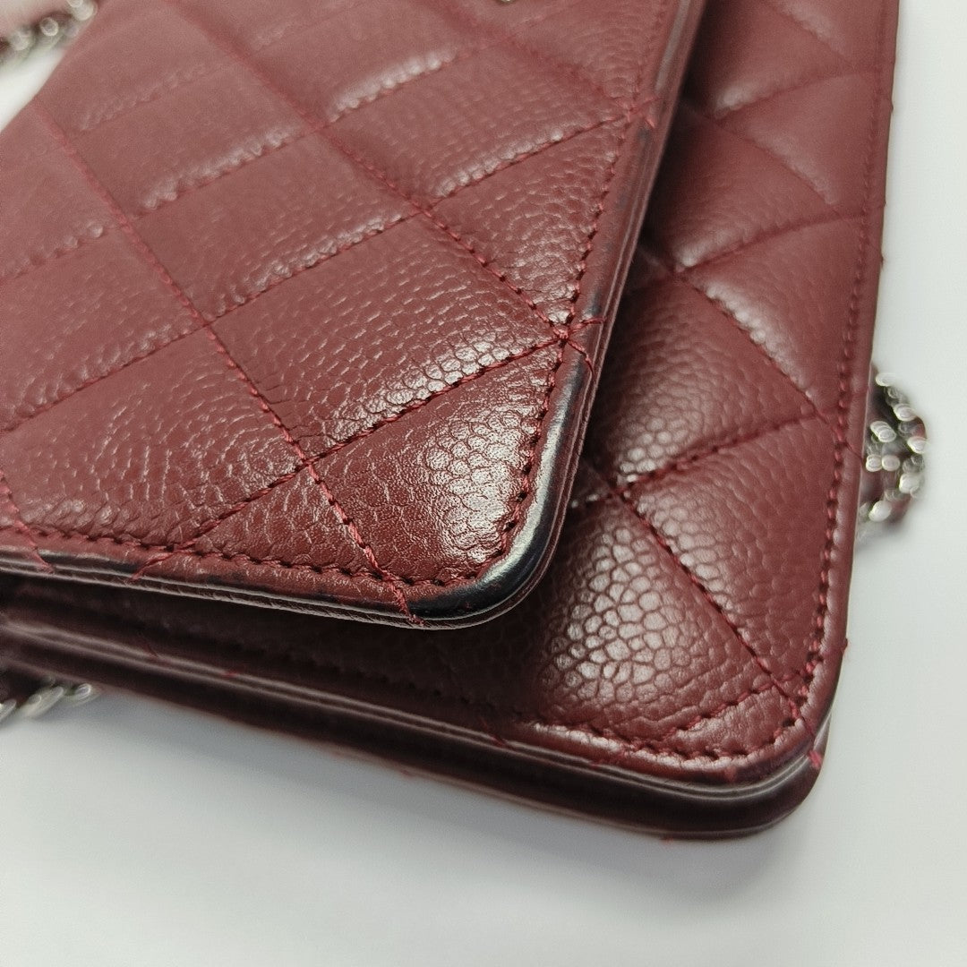 WOC Quilted Grained Calfskin Red