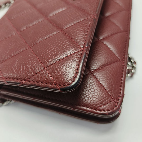 WOC Quilted Grained Calfskin Red