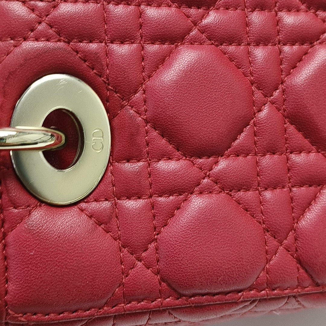 Lady Dior Small Cannage Lambskin Red