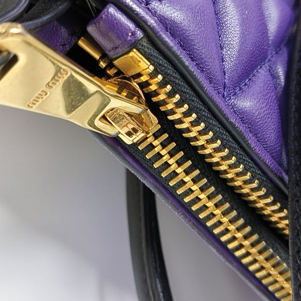 Zipper Wallet Quilted Lambskin Purple