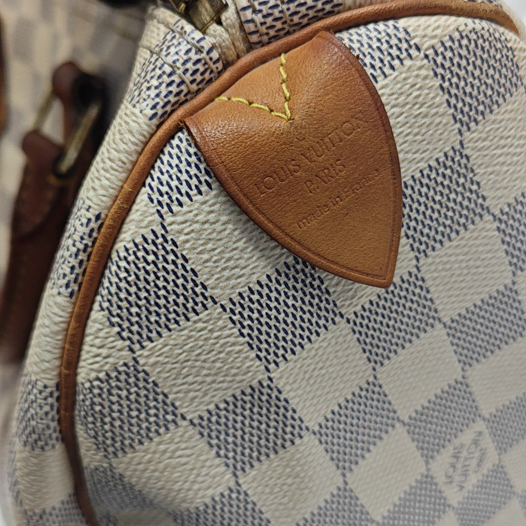 SPEEDY 30 Damier Azur Coated Canvas White