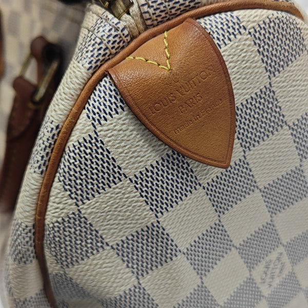 SPEEDY 30 Damier Azur Coated Canvas White