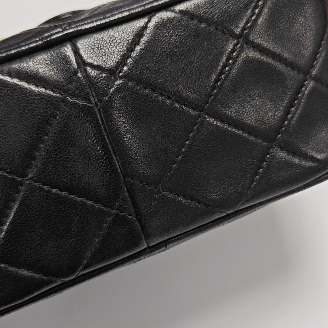 Quilted Lambskin Shoulder Bag Black