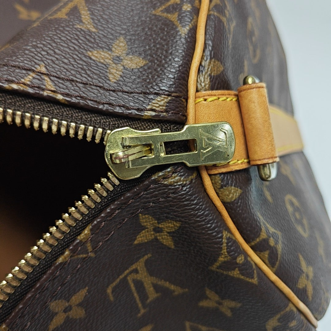 KEEPALL 55 Monogram Coated Canvas Brown