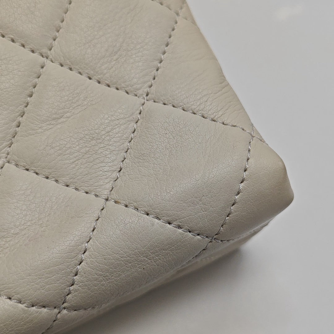 Quilted Calfskin Shoulder Bag White