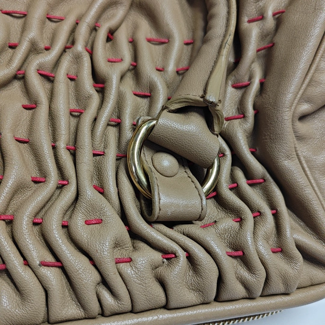 Quilted Calfskin Tote Bag Beige