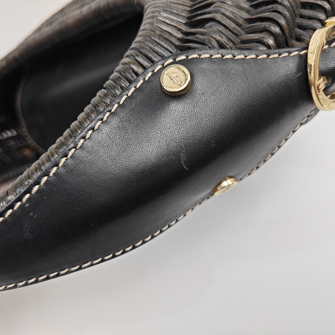Straw Top Handle Bag Black