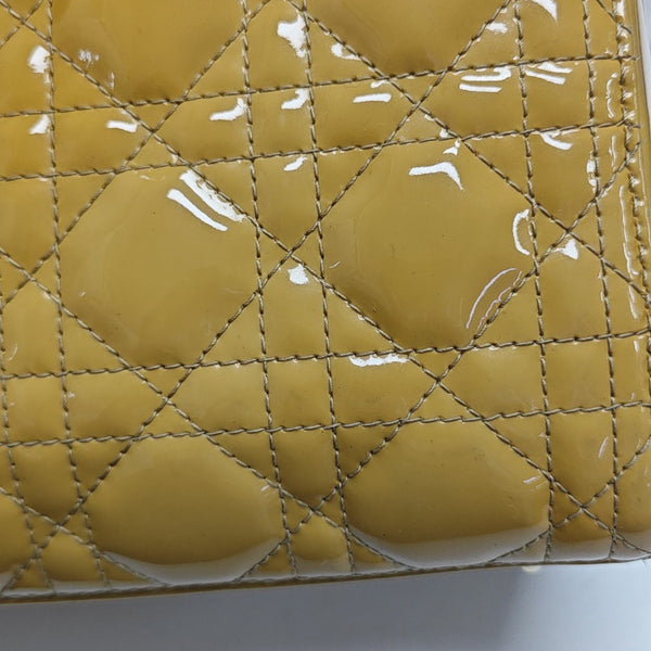 Lady Dior Medium Cannage Patent Leather Yellow