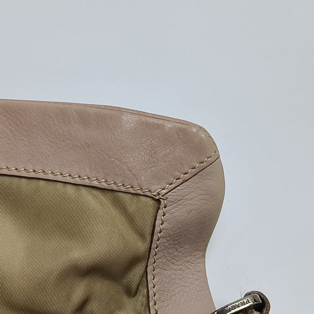 Nylon Shoulder Bag Beige
