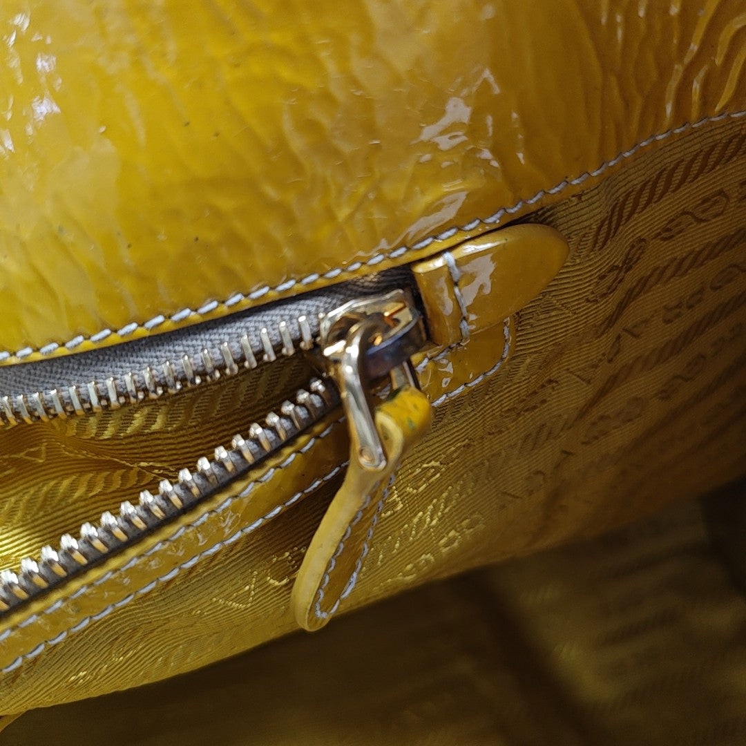 Patent Leather Shoulder Bag Yellow