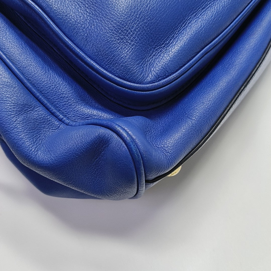 Calfskin Shoulder Bag Blue