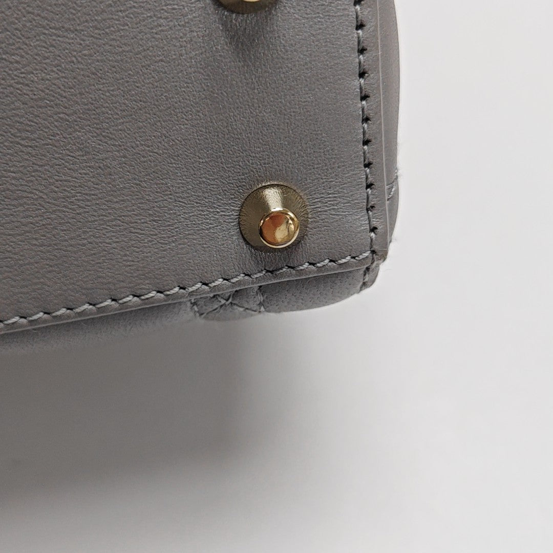 Lady Dior Mini Cannage Lambskin Gray