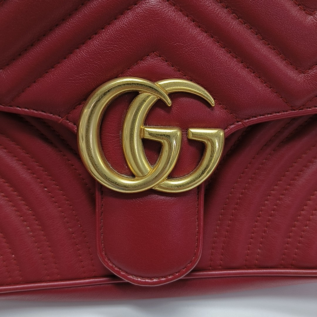 GG Marmont Medium Quilted Calfskin Red