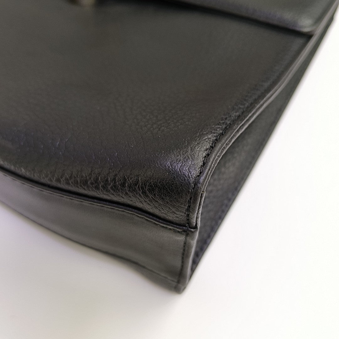 Calfskin Top Handle Bag Black