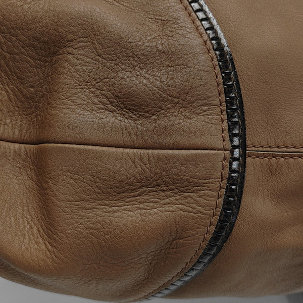 Calfskin Top Handle Bag Brown