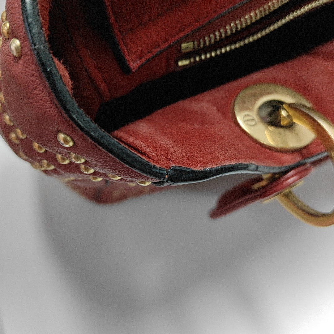Lady Dior Mediano Piel de Becerro Roja