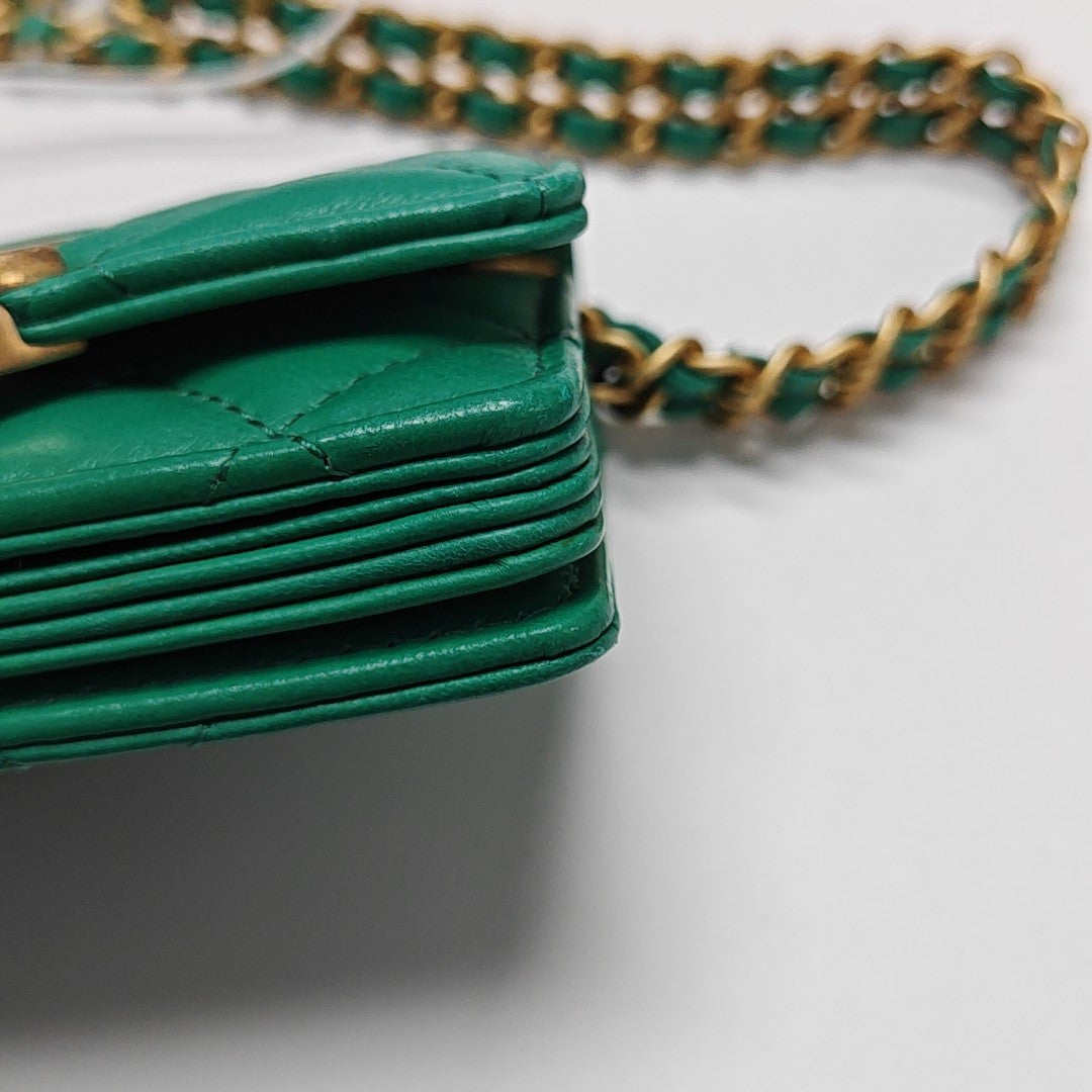 Quilted Calfskin Shoulder Bag Green