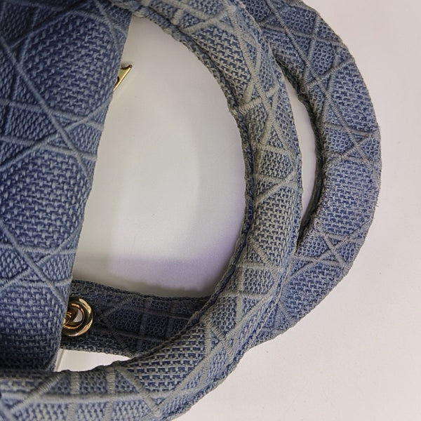 Lady D-Lite Medium Cannage Canvas Blue