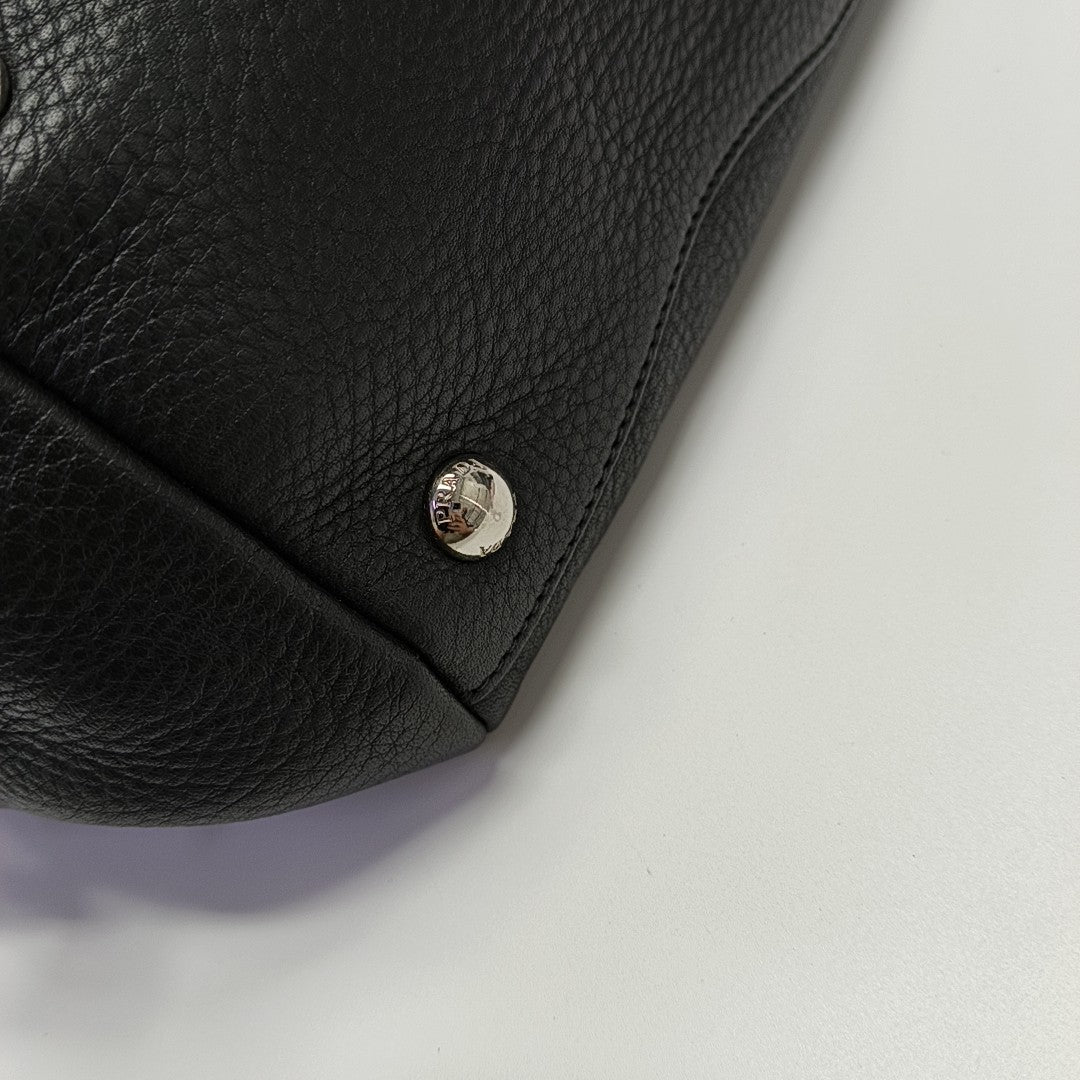 Calfskin Top Handle Bag Black