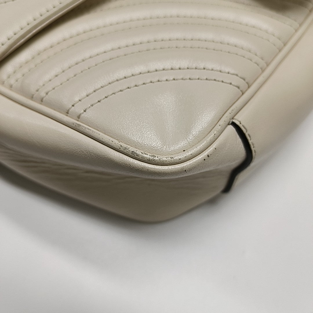 GG Marmont Medium Quilted Calfskin White