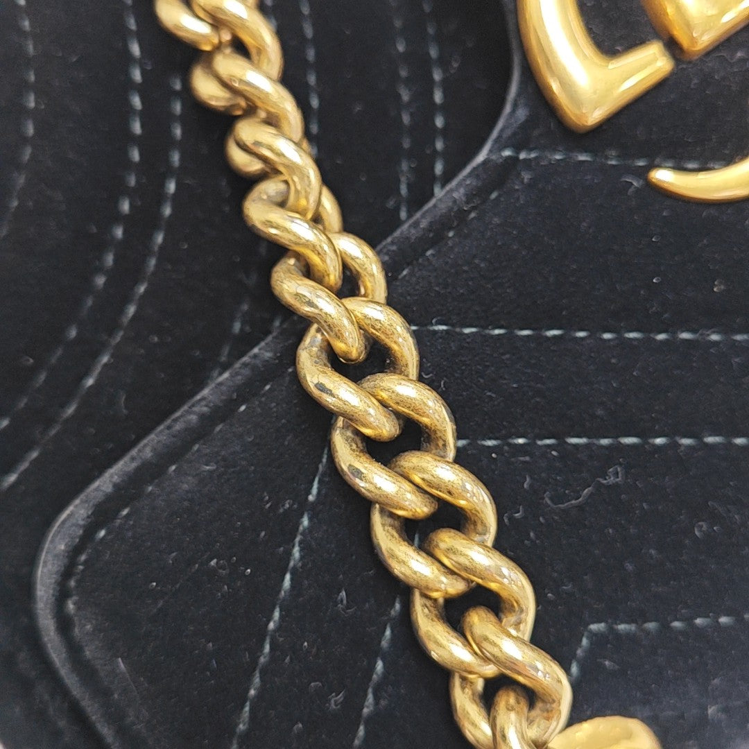 GG Marmont Small Quilted Velvet Black