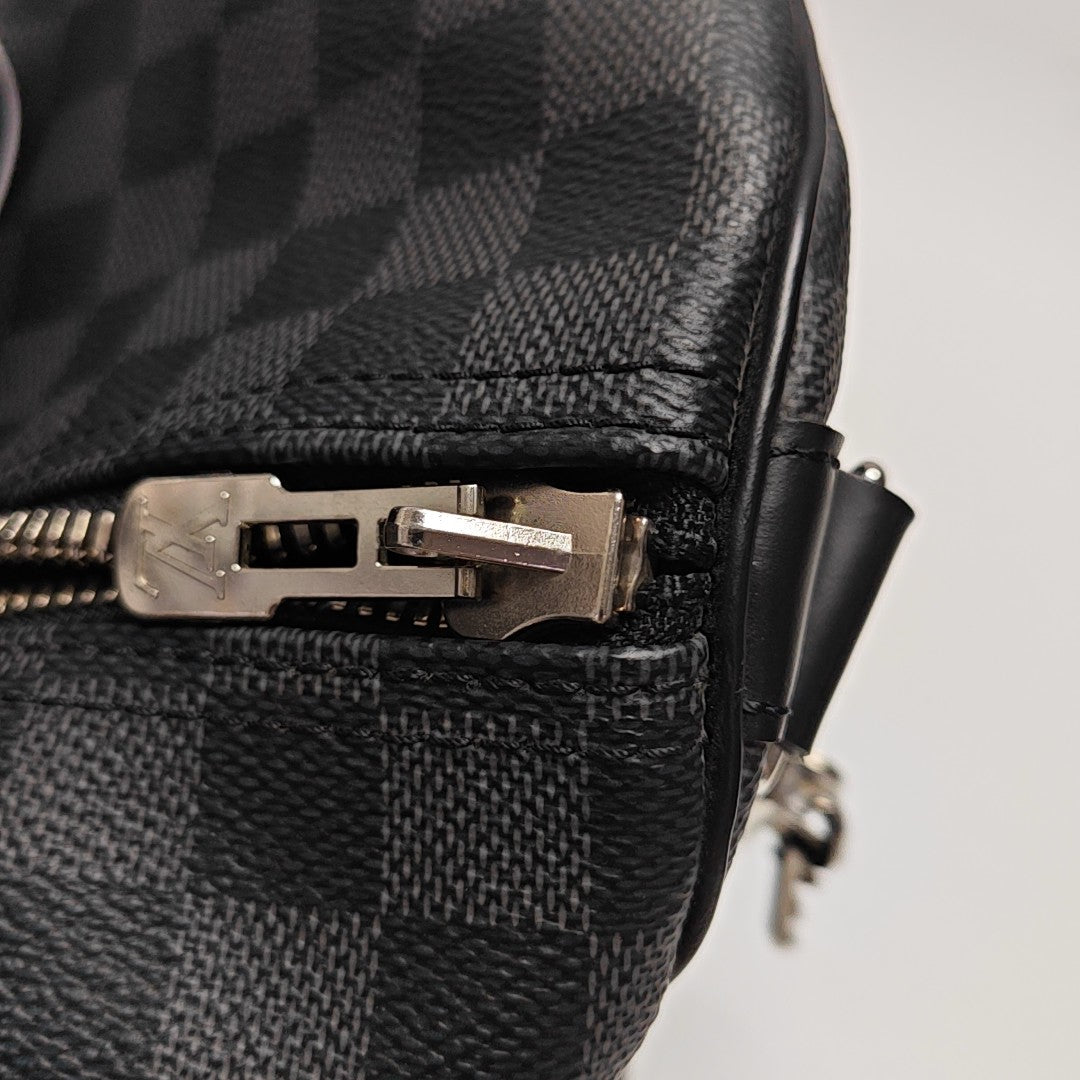 KEEPALL 45 Damier Graphite Coated Canvas Gray