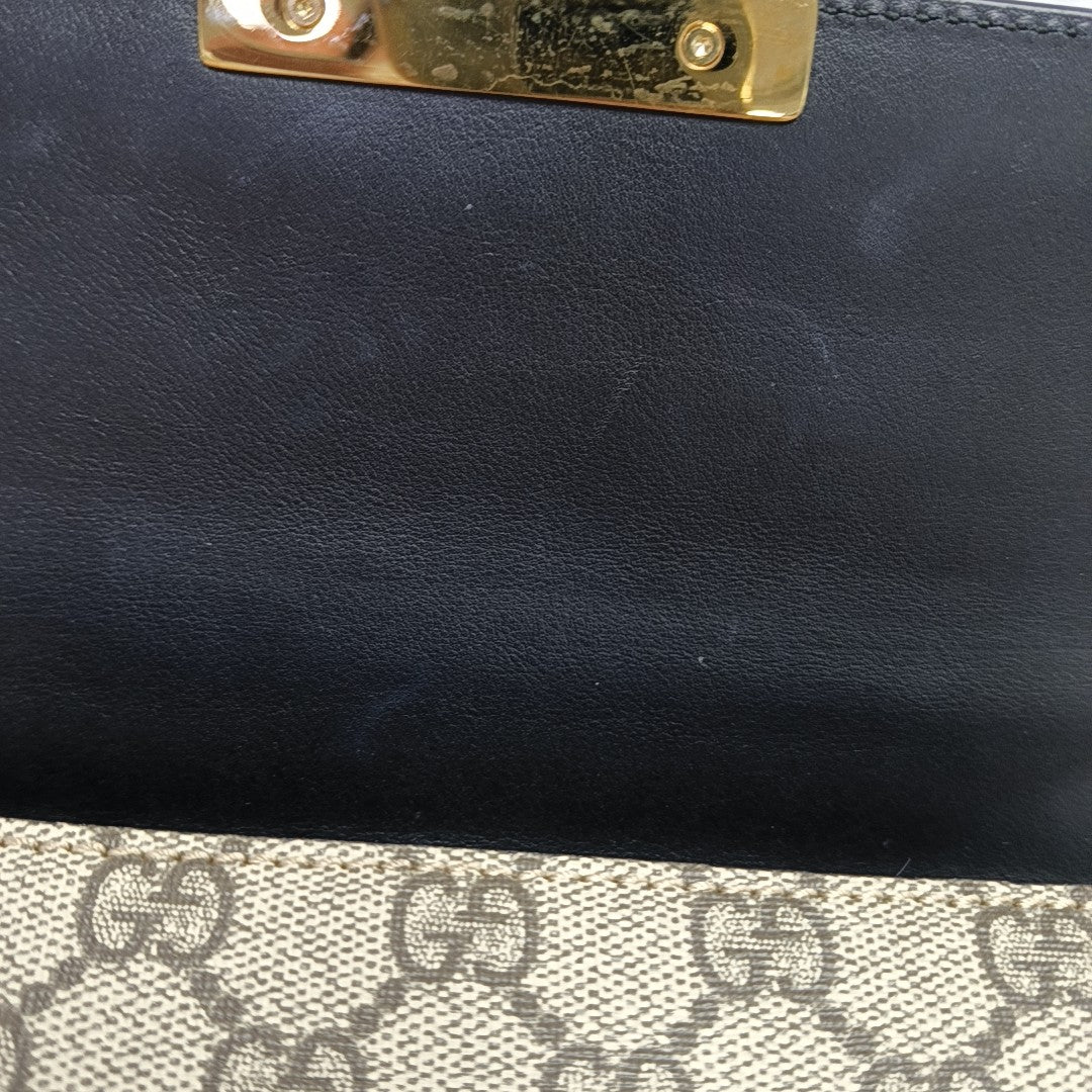 Padlock Small Monogram Coated Canvas Beige